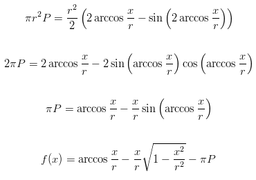 Formula for sagitta length