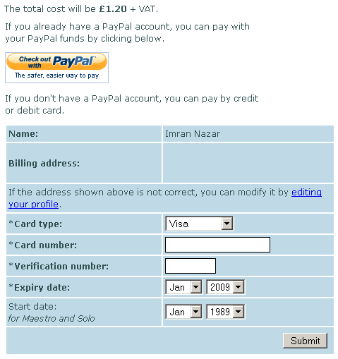 Payment input form with both methods