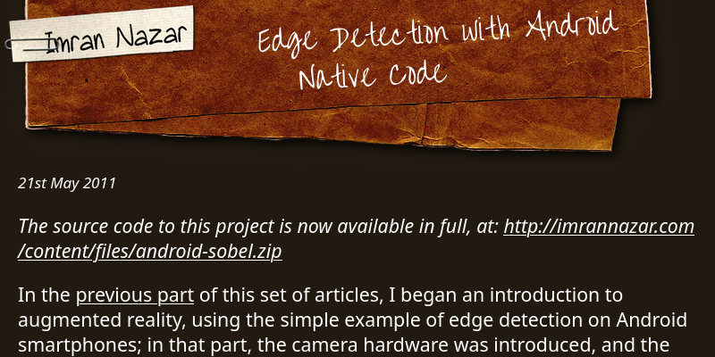 Edge Detection with Android Native Code - Imran Nazar