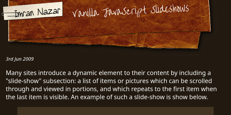 Vanilla JavaScript Slideshows - Imran Nazar