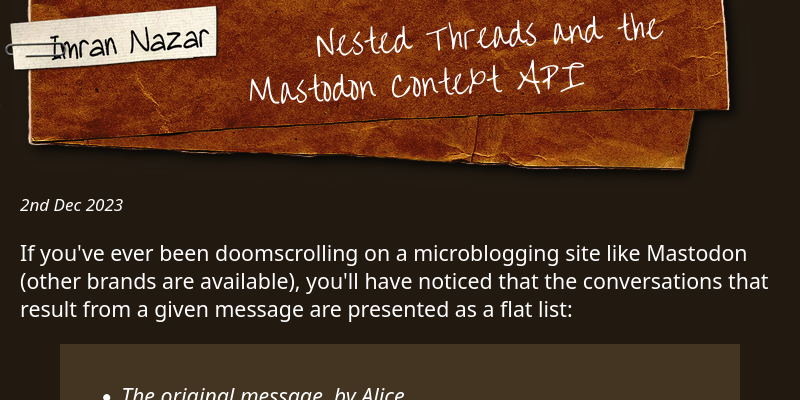Nested Threads And The Mastodon Context Api Imran Nazar