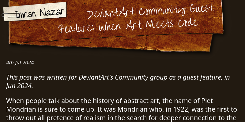 DeviantArt Community Guest Feature: When Art Meets Code - Imran Nazar